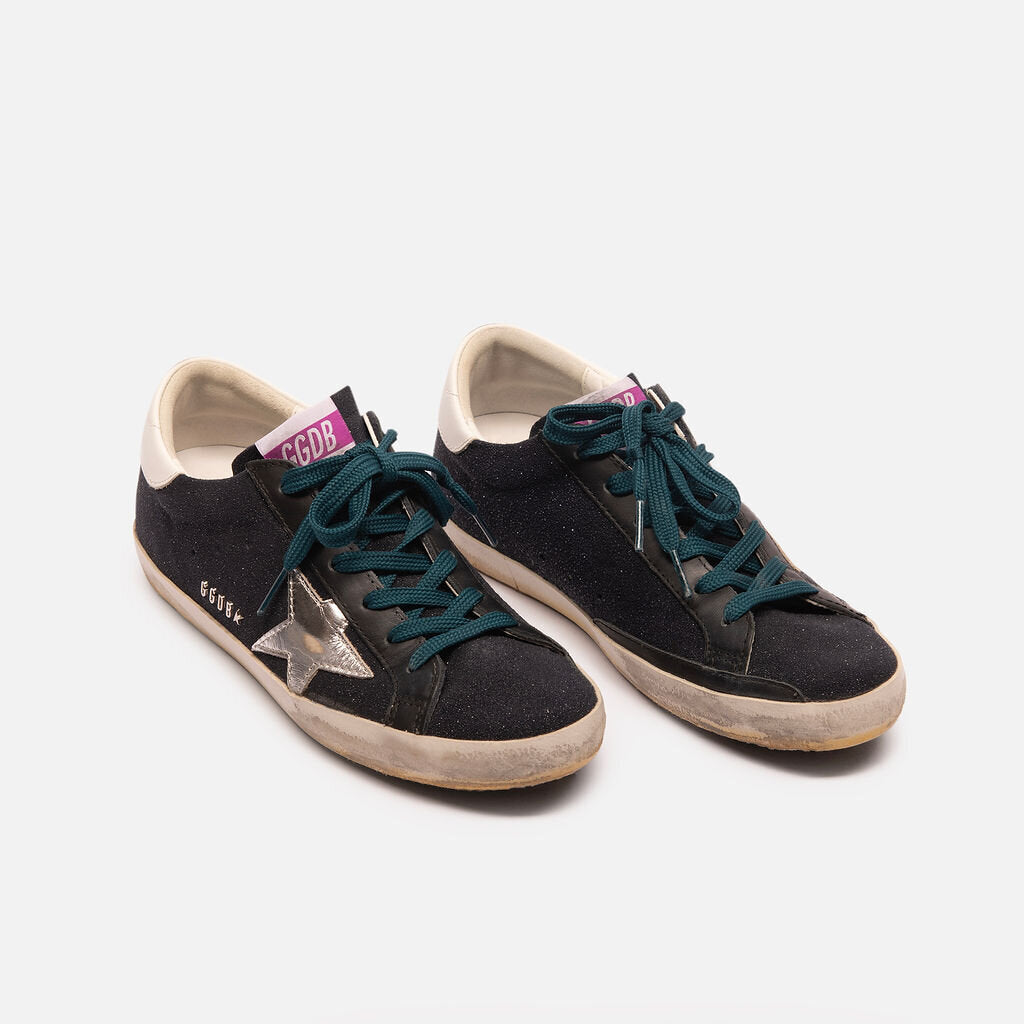 Golden Goose Blue Sparkle Silver Star