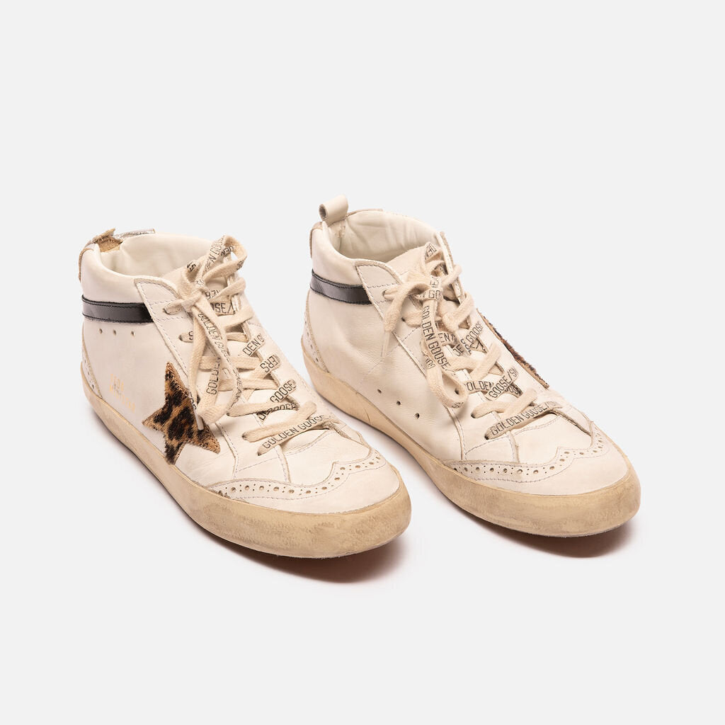 Golden Goose White & Leopard Mid Star