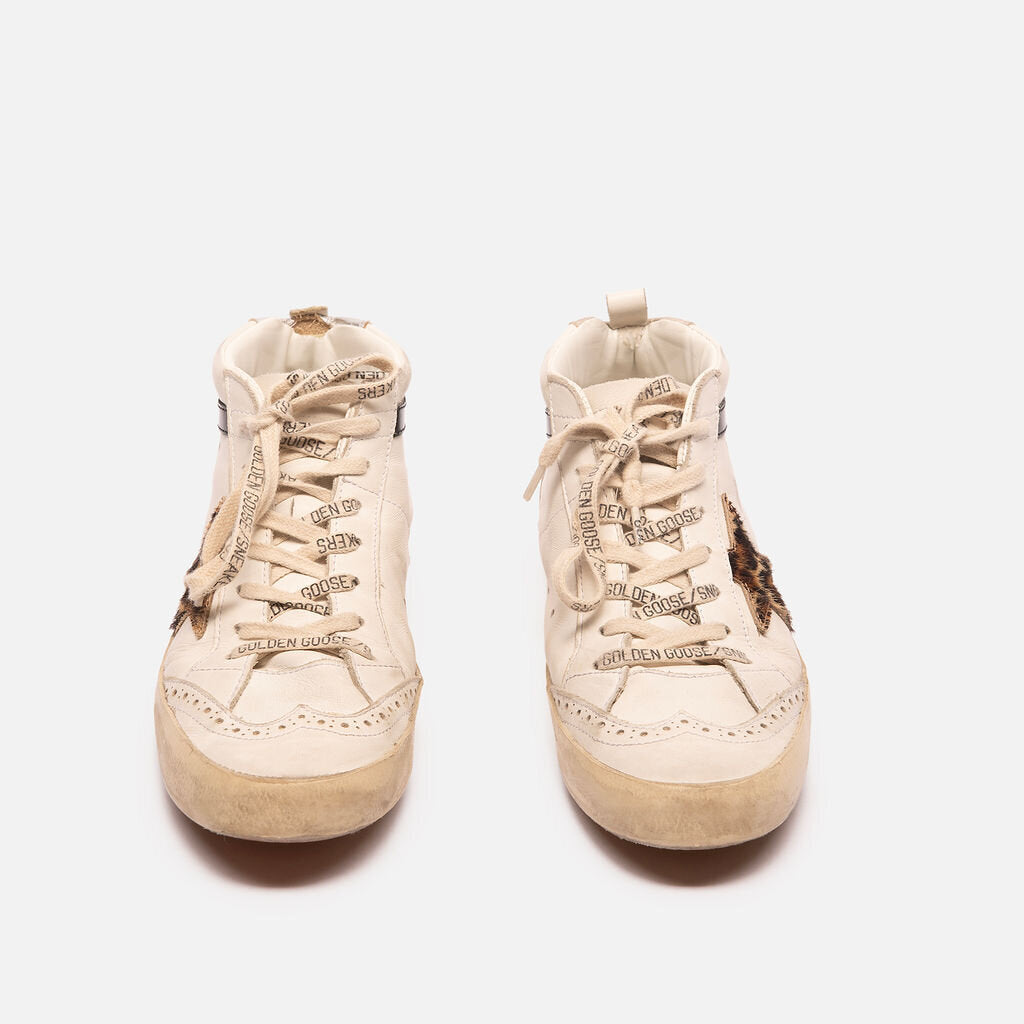 Golden Goose White & Leopard Mid Star