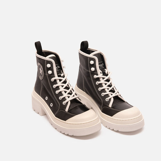 Christian Dior Black Canvas Chunky Lace-Up Boots