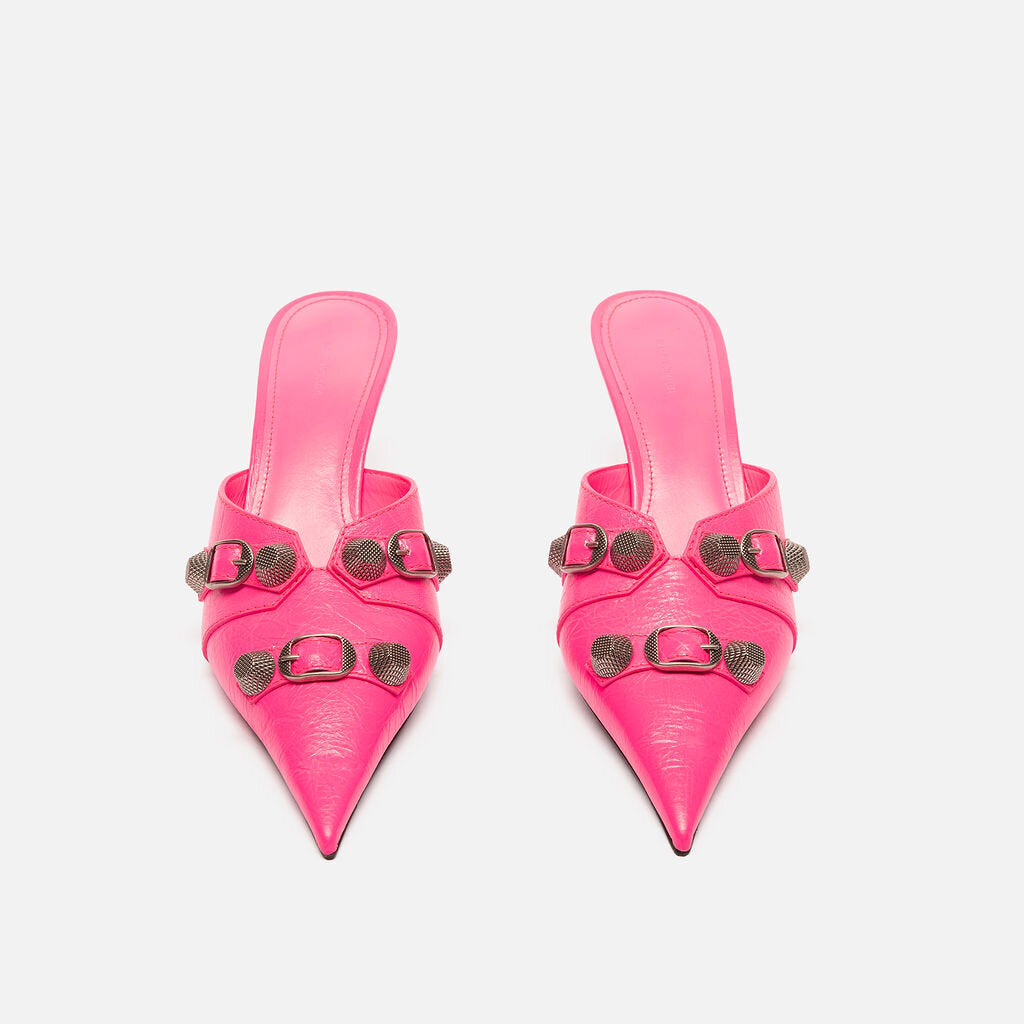Balenciaga Pink Leather Cagole Mules