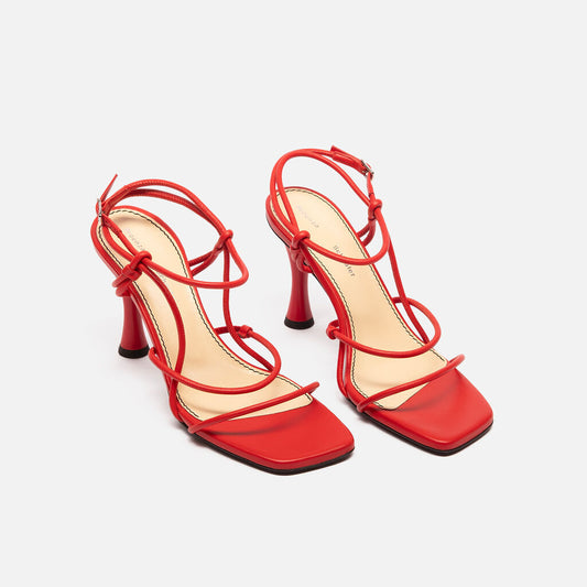 Proenza Schouler Red Leather Strappy Heeled Sandal