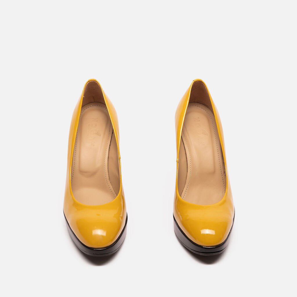 Hogan Yellow Patent Leather Platform Pumps