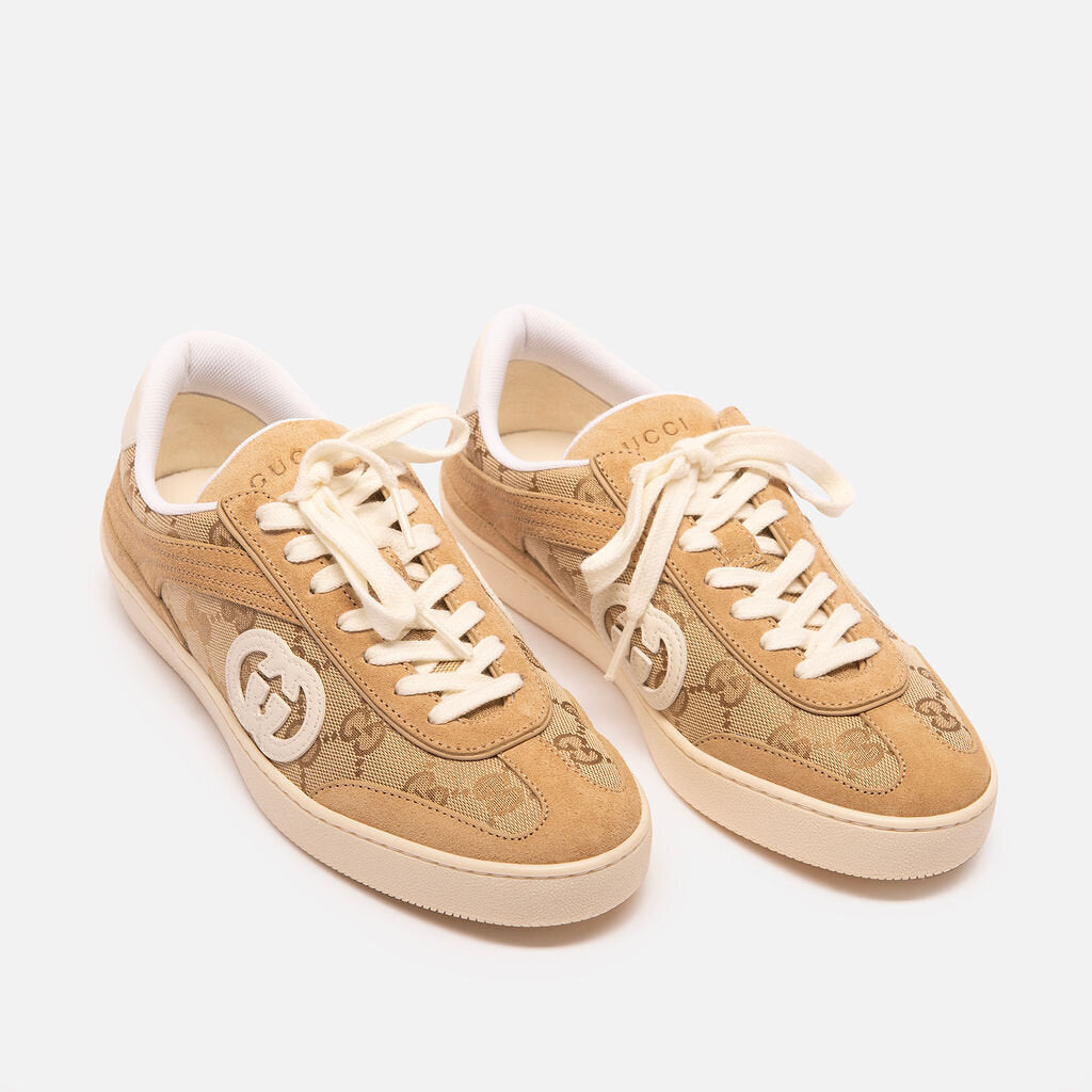 Gucci Beige Monogram Suede Sneaker