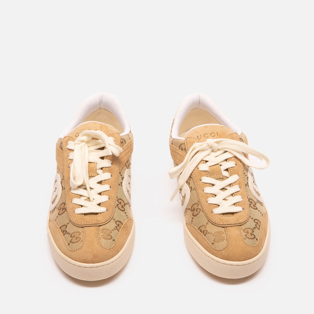Gucci Beige Monogram Suede Sneaker