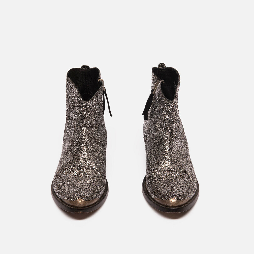 Golden Goose Silver Glitter Ankle Boots, 38