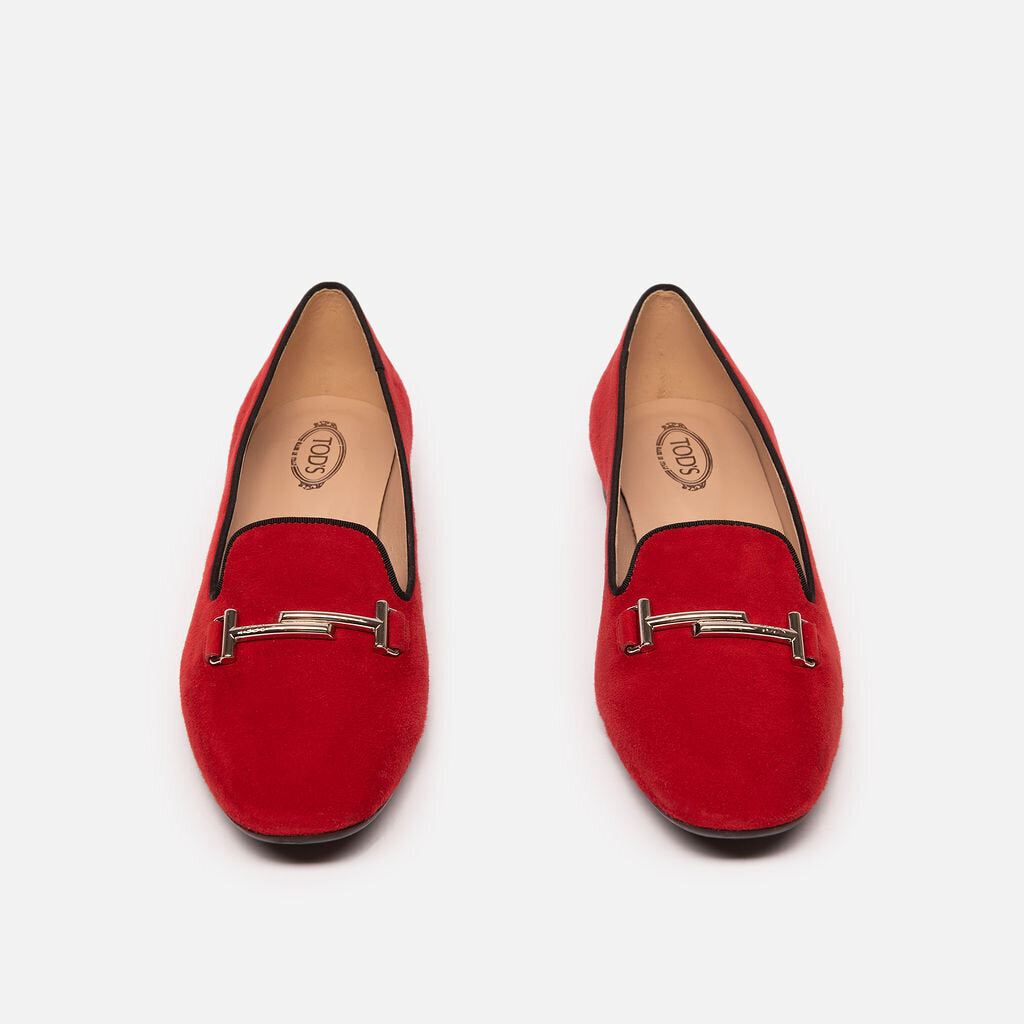 Tod's Red Suede Loafers