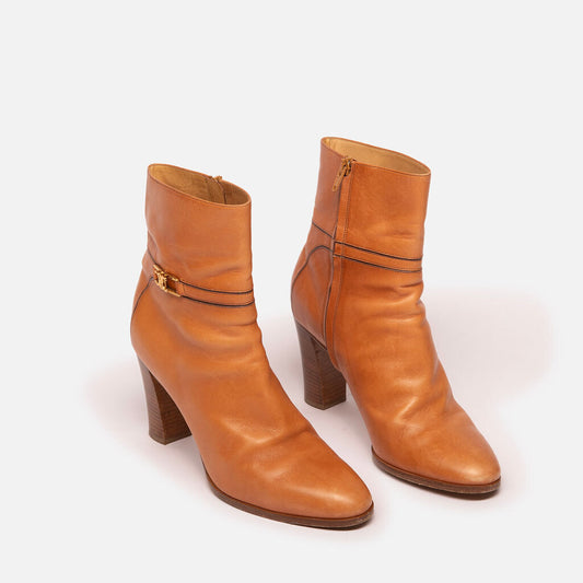 Celine Light Tan Block Heel Booties