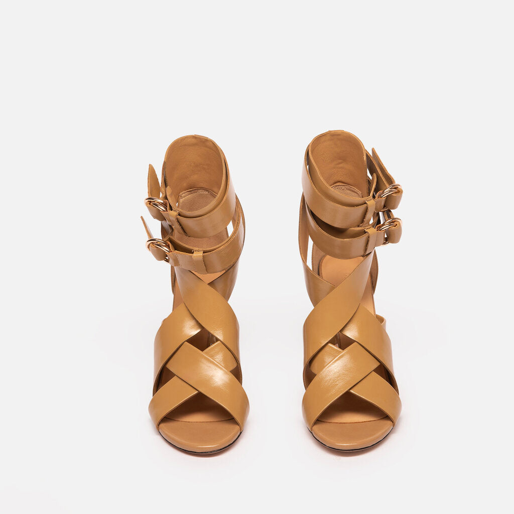 Cynthia Rowley Tan Leather Strappy Heeled Sandal