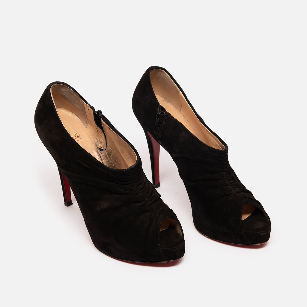 Christian Louboutin Black Suede Open Toe Heel