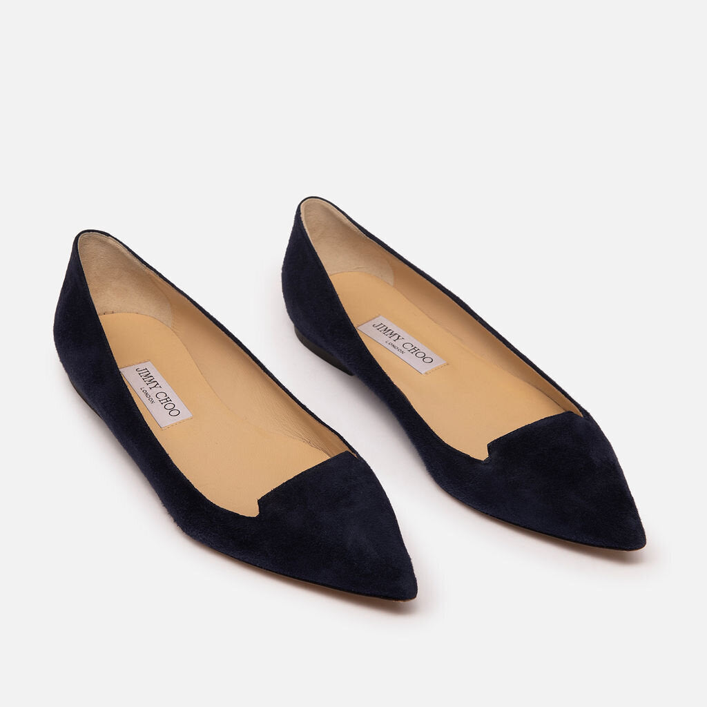 Jimmy Choo Navy Suede Flats