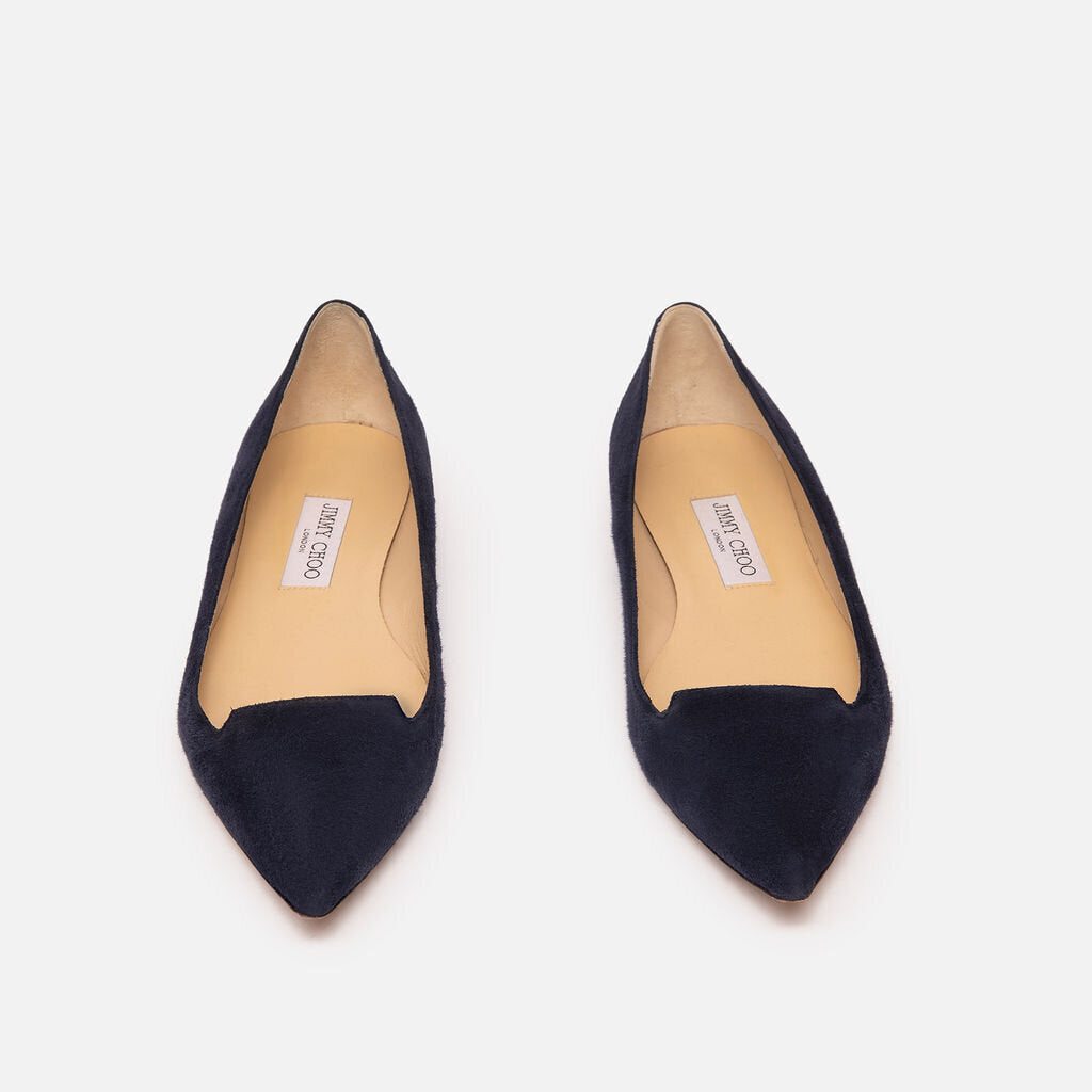 Jimmy Choo Navy Suede Flats