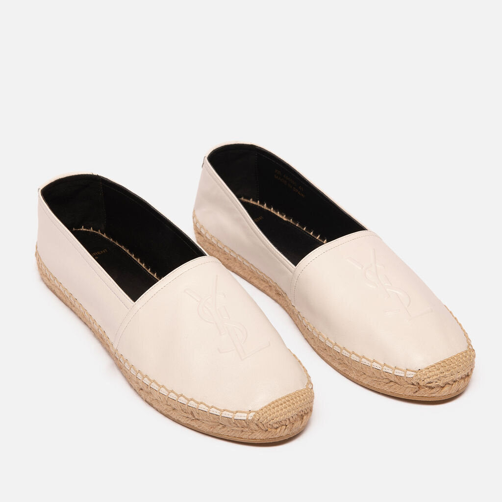 Saint Laurent White Leather Espadrilles