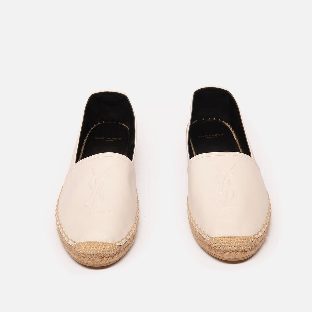 Saint Laurent White Leather Espadrilles