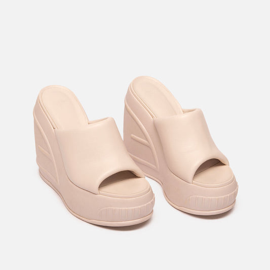 Fendi Cream Leather Platform Wedge