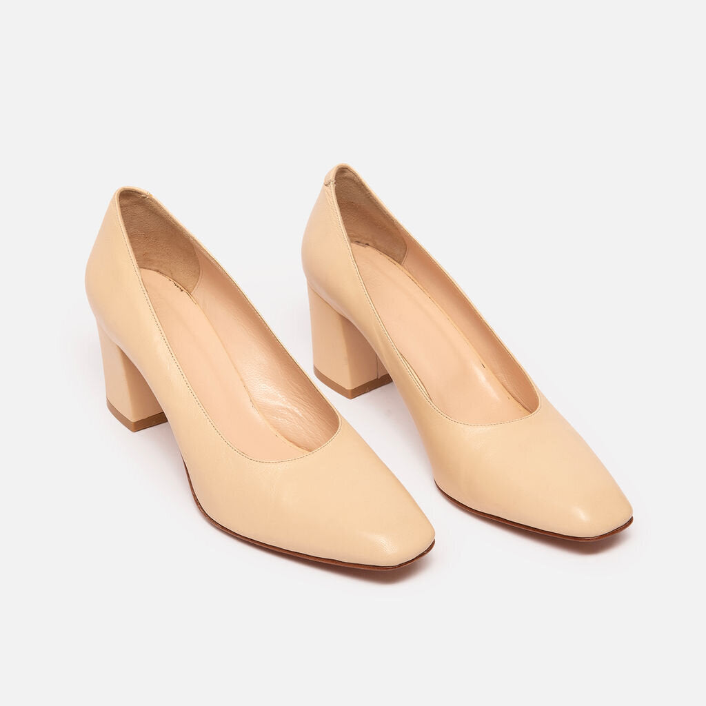 Maryam Nassir Zadeh Cream Block Heel Pumps