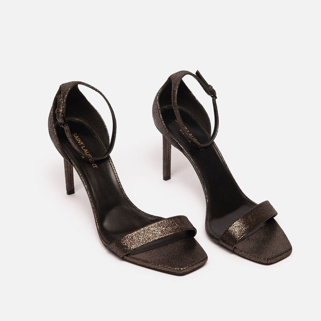 Saint Laurent Silver Leather Sandal Pump