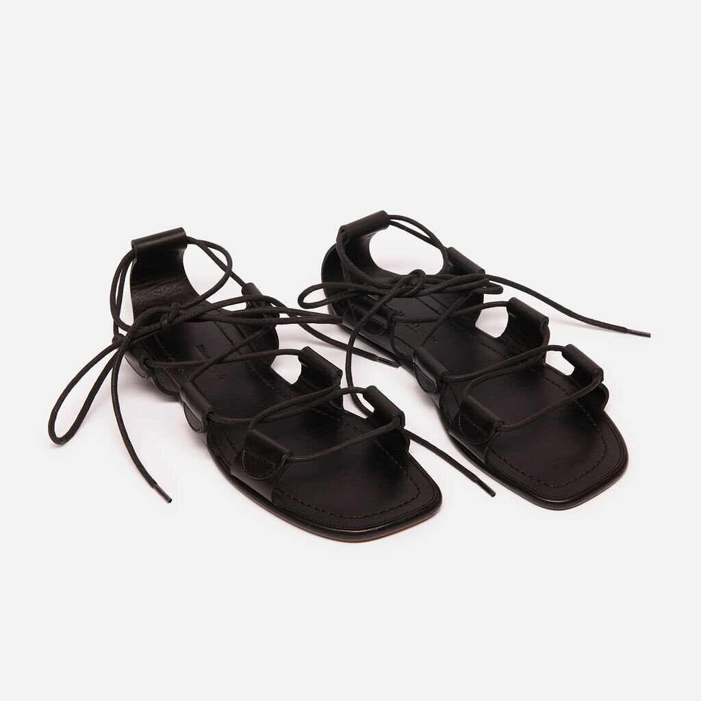 Maison Margiela Black Leather Strappy Sandal