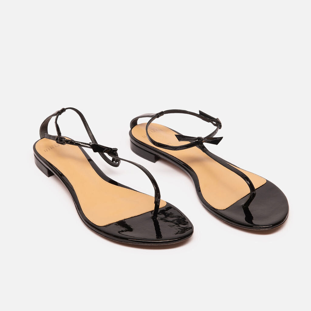 Birman Black Patent Bow Sandal
