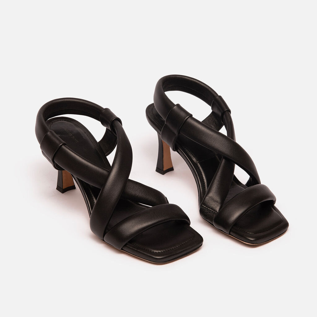Anine Bing Black Leather Heeled Sandals