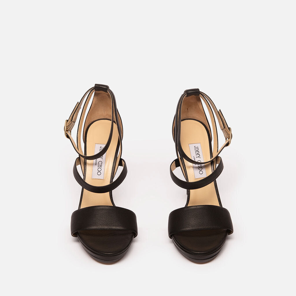 Jimmy Choo Black Leather Sandal Heel