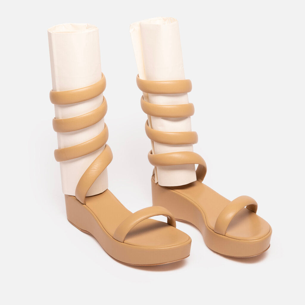 Cult Gaia Tan Wrap Platform Sandals