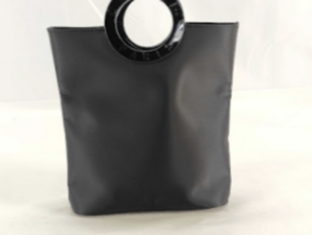 Black Leather Circle Top Handle Bag