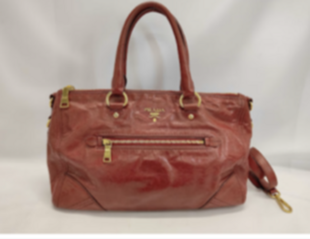 Red Leather Top Handle 2 Way Bag