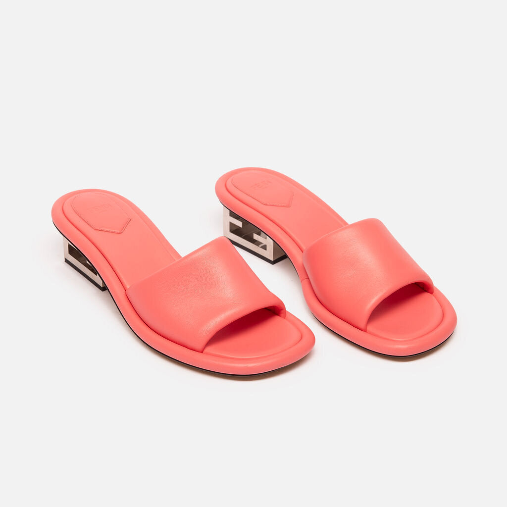 Fendi Pink Leather Baguette Cut-Out Sandals