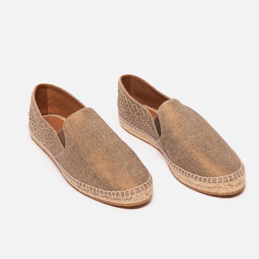 Bottega Veneta Taupe Shiny Canvas Espadrilles