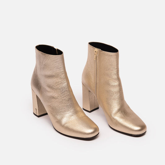 Saint Laurent Gold Leather Heeled Booties