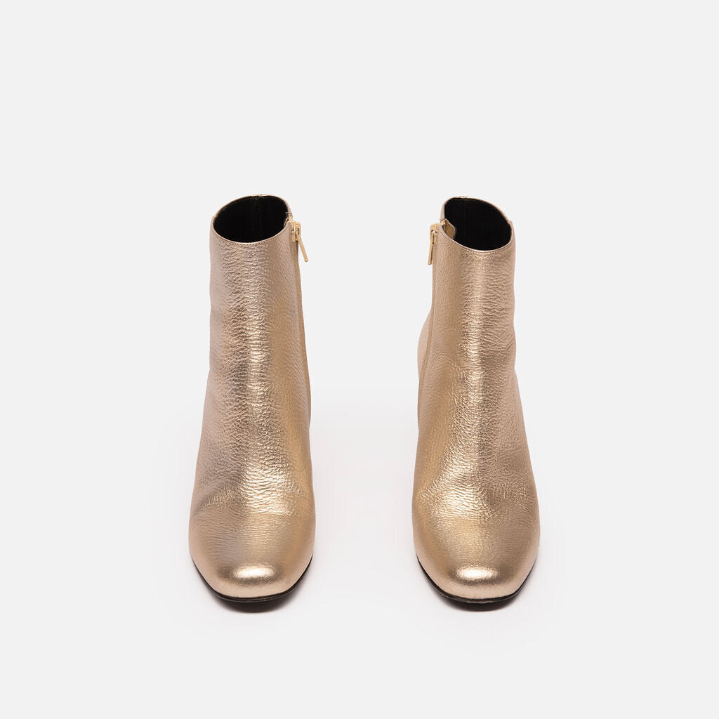 Saint Laurent Gold Leather Heeled Booties