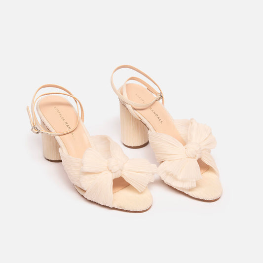 Loeffler Randall Cream Camelia Pleated Bow Sandal