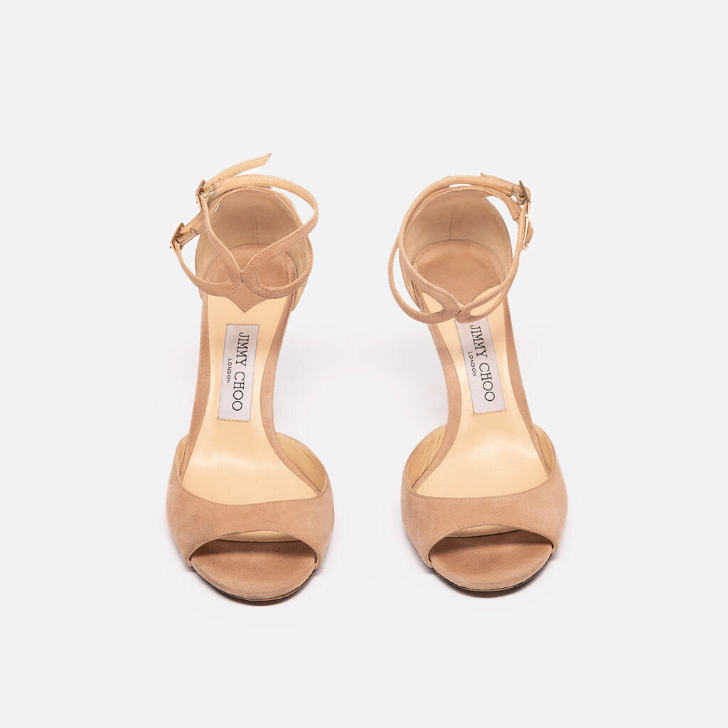 Jimmy Choo Beige Suede Heel Sandal