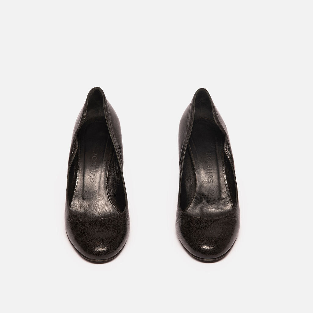 Rochas Black Crinkle Pumps