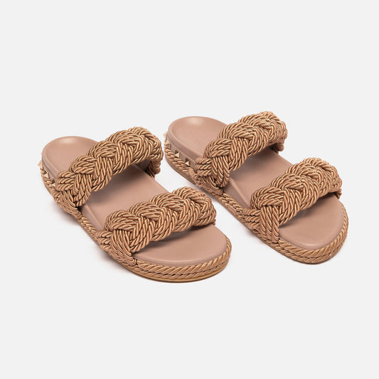 Valentino Nude Rope Rockslide Slide Sandals