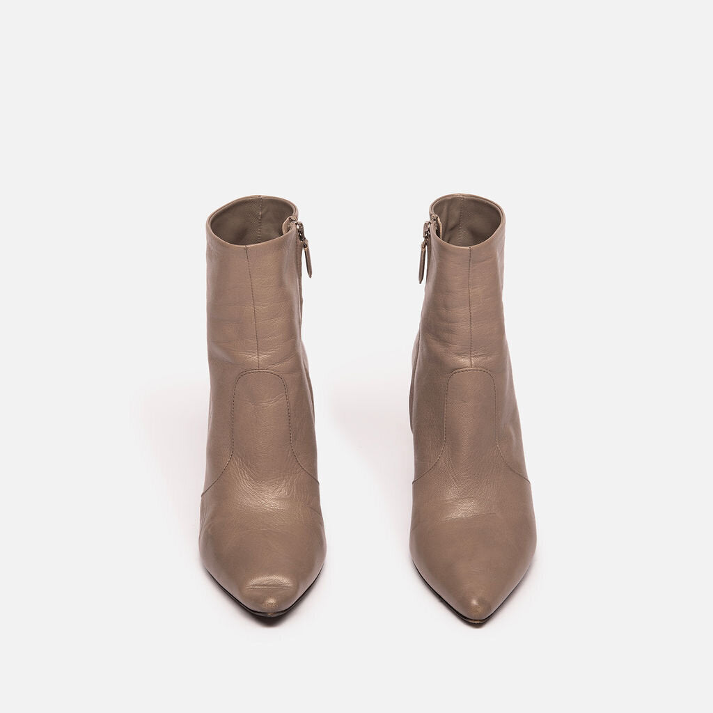 Prada Grey Leather Heeled Boots