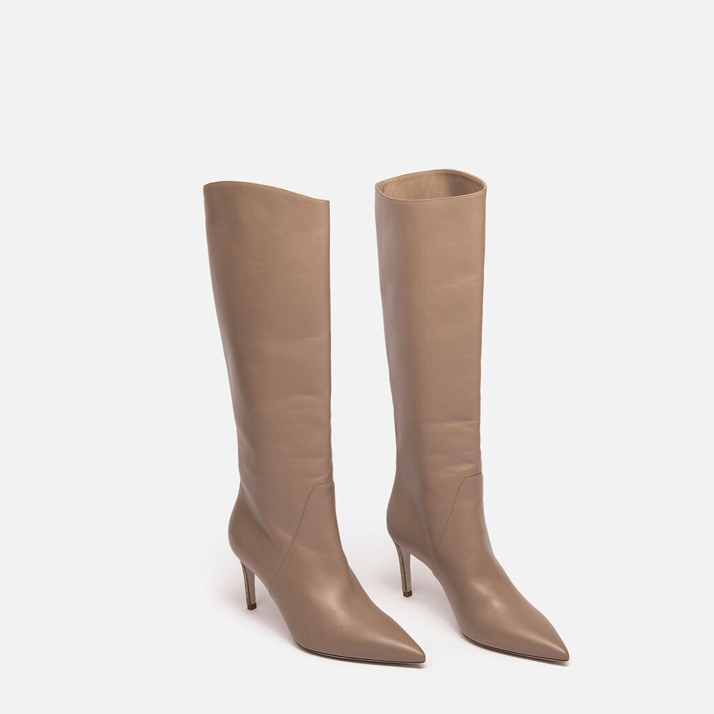 Rene Caovilla Gray Leather Knee High Boot