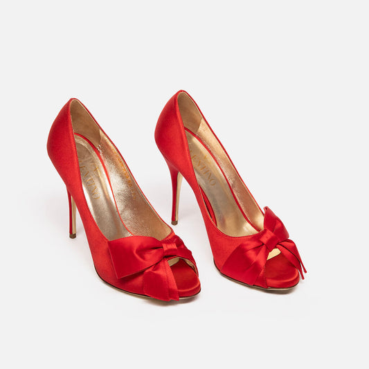 Valentino Red Satin Bow Pump