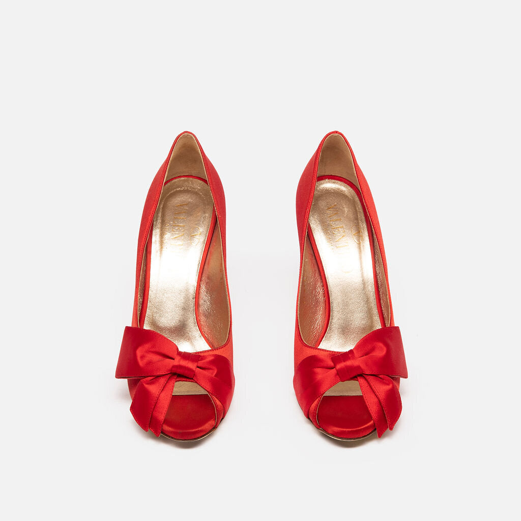 Valentino Red Satin Bow Pump
