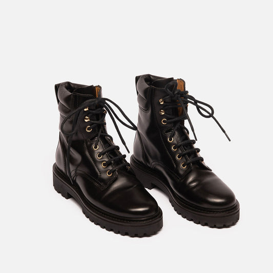 Isabel Marant Black Leather Lace Up Boot