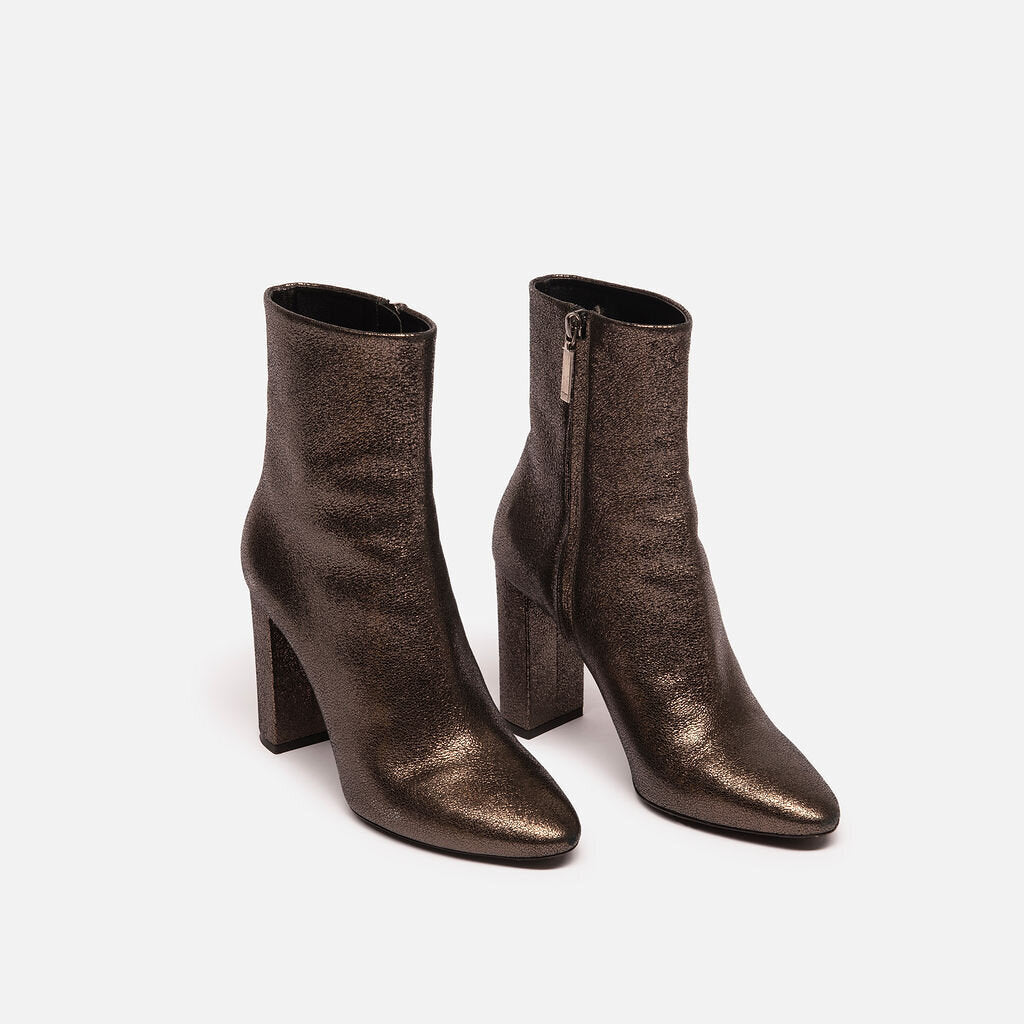 Saint Laurent Bronze Metallic Heeled Boots