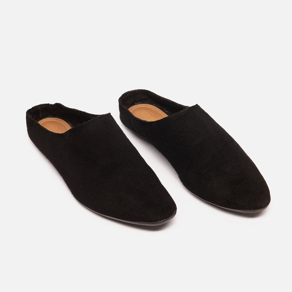 The Row Black Wool Mules