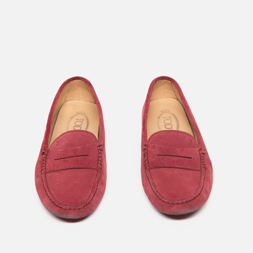 Tod's Raspberry Red Suede Loafers