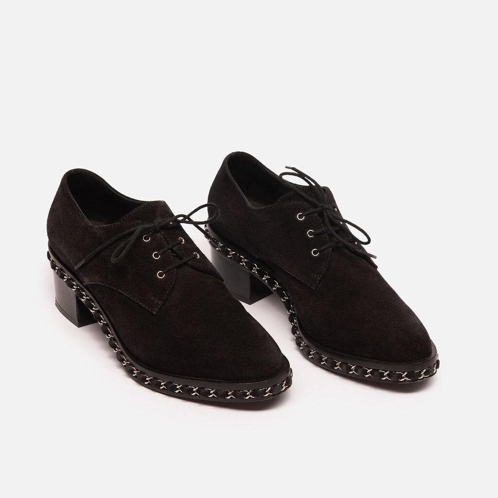 Chanel Black Suede Oxfords