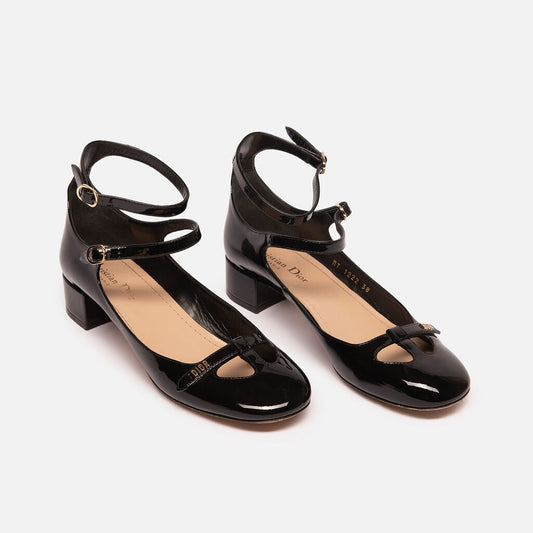Christian Dior Black Patent Aime Ballet Pumps