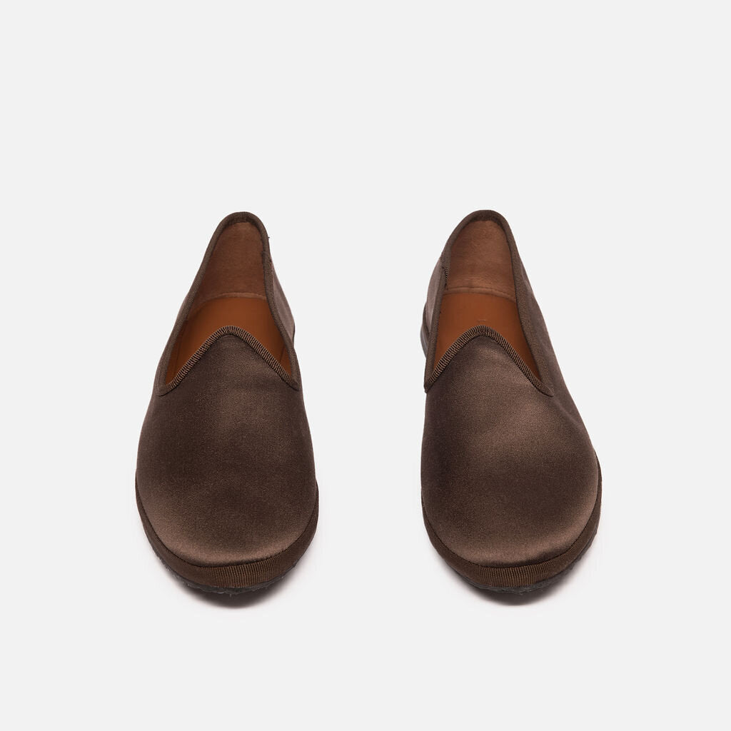 Le Monde Beryl Brown Satin Slipper