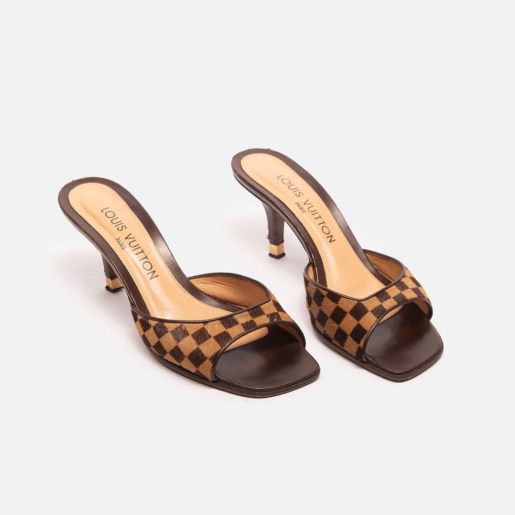 Louis Vuitton Brown & Beige Ponyhair Sandal