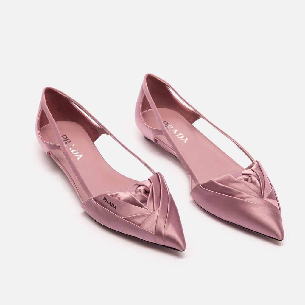 Prada Purple Satin Pleated Flat