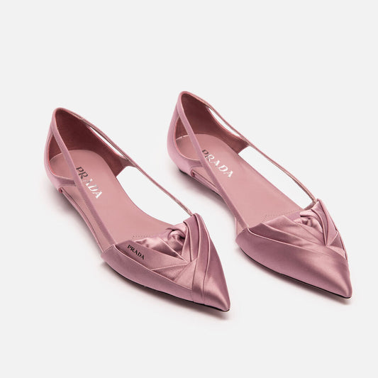 Prada Purple Satin Pleated Flat